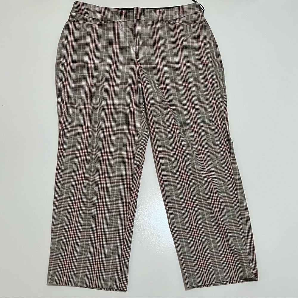 NWT Ava & Viv Women's High Rise Wide-Leg Pants- Gray Plaid Size 17 - Picture 3 of 12
